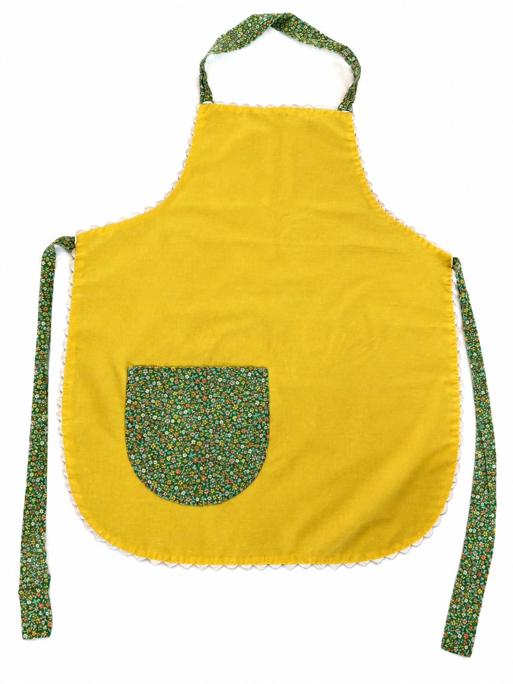 Vintage 1970s Reversible Floral Pig Apron Handmade Cottagecore - Picture 2 of 10